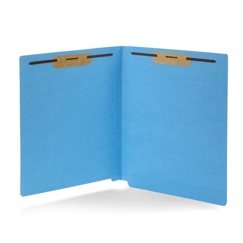 blue file folders with prongs.